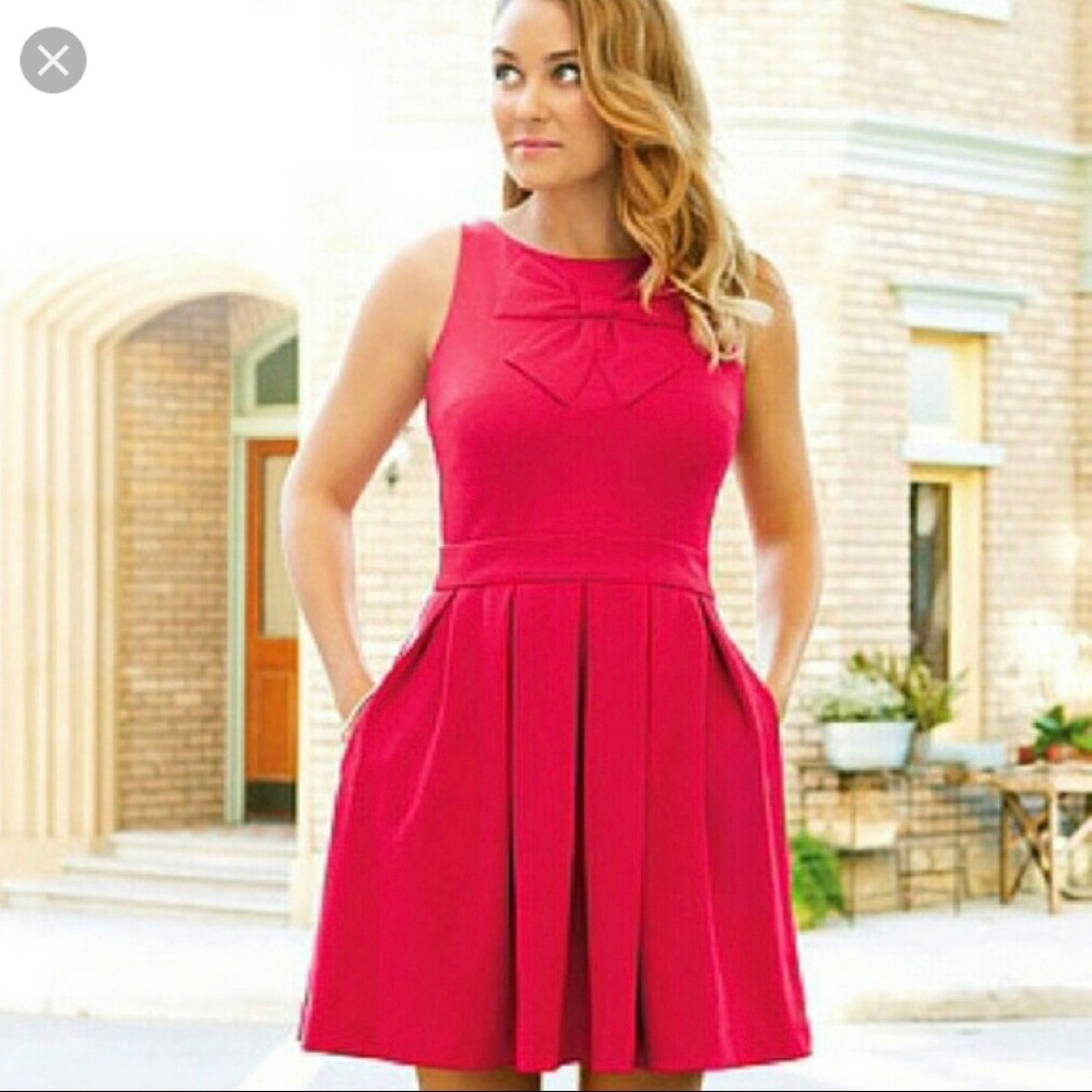 Pink Bow dress with pockets